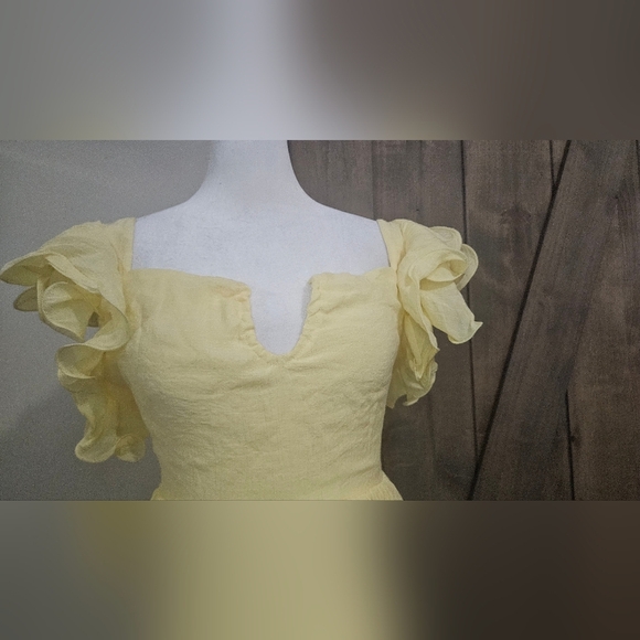 ANGEL BIBA Sunday Dreams Ruffle Strap Mini Dress Butter Yellow. Size XS NWT - Picture 15 of 16